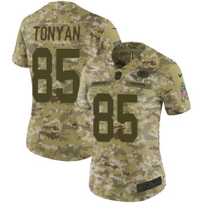 Nike Green Bay Packers #85 Robert Tonyan Camo Women's Stitched NFL Limited 2018 Salute To Service Jersey